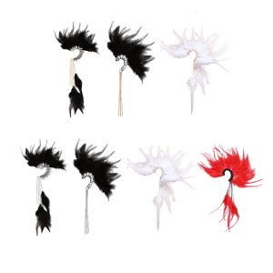 Handmade Lông Hoa tai Giả Lông Bọc Không Piercing Tua Khuyên tai bông tai giả Cho Phụ Nữ Cưới Cosplay