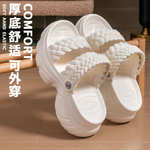 [Free Shipping] Thick-Soled Slippers For Women Fashionable Summer Indoor And Outdoor Wear New Style Platform Sandals For Summer Height-Increasing Two-Way Wear