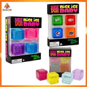 【NeeDoh Nice Ice Baby】4PCS/1Set Pepsi Schylling Dr Pepper NeeDoh Nice Cube Sensory Fidget Toy Sprite Neehdoh Ice Cube Squishy Toy Sensory Squeeze Toy with Super Solid Squish Stress Relief Anxiety Sensory Tool Fanta nee doh nice cub