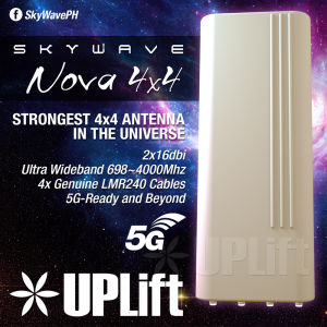 UPLift SkyWave Nova 4x4 Quad-Polarity 5G-Ready Hybrid Antenna 4xGenuine LMR240 Cables Best for Suncomm and Four Faith 5G CPE