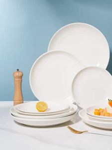 Dailyhome Pure White Round Serving Plate 11 9 inch Ceramic Dinner Plate Dish Dinnerware
