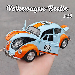 1:18 Scale Volkswagen Beetle Alloy Car Model Diecast Car Sound Light Car Lovers Collection Kids Birthday Gift Metal Boys Toys
