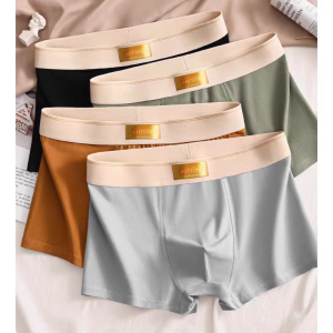 4pcs Mens Cotton Breathable Comfortable Stretchy Boxer Briefs Shorts Fashion Versatile Boxer Trunks Sports Shorts Underwear for Men