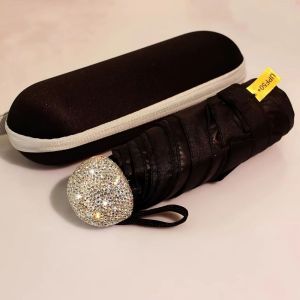 GENENIC Lấp lánh Ô gấp Sang trọng Nhẹ Ô che nắng Thời trang Tay cầm đính đá Ô dù mini lấp lánh Du lịch
