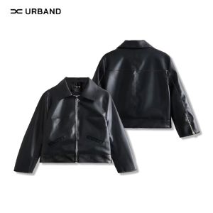 Jaket Kulit Crop Sintetis Granger Polos Pria Wanita A506