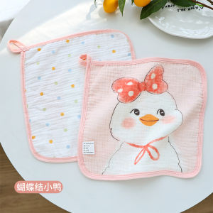 ผ้าขนหนูเล็กผ้าฝ้ายพิมพ์ลายใหม่ที่ดูดซับแบบนุ่มทารกแรกเกิดผ้าซับน้ำลายเด็กผ้ากันเปื้อนสำหรับทานข้าวของเด็กเช็ดหน้า2ชิ้น