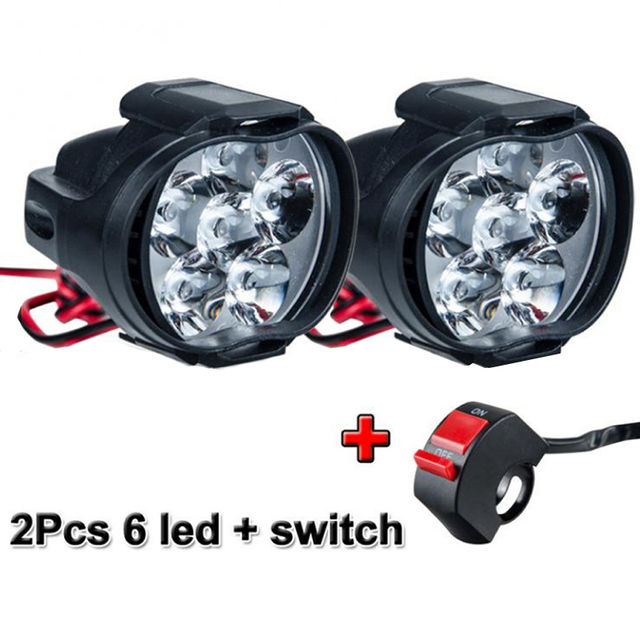 2pcs Motorcycles Headlight Fog Lamp 6500k White Super Bright 6 Led Spot Light Motorbike Grows 6336