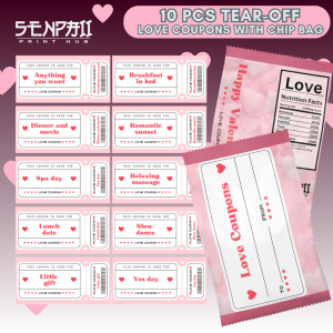 VALENTINES LOVE TICKET COUPONS with CHIP BAG | 10 PCS SET