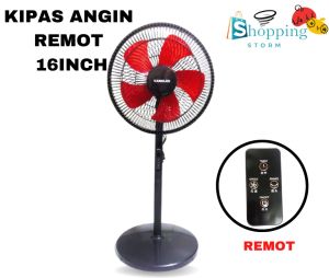 kipas Angin Berdiri Stand Fan Kipas Angin  16 Inch Tombol Remote Putih Terbaru