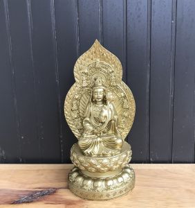 Tượng Đại Thế Chí Bồ Tát dáng ngồi cao 18cm bằng đá đúc( nhiều màu)