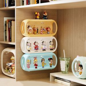 ZM10Q โปร่งใส กล่องเก็บของ พลาสติก แม่เหล็ก ตู้โชว์ฟิกเกอร์ ใช้งานได้จริง ความจุขนาดใหญ่ กล่องเก็บของเล่นตุ๊กตา สำหรับบ้าน