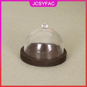 JCSYFAC 1:12 Dollhouse thu nhỏ trong suốt cao khay tráng miệng tấm W Bìa bánh trái cây khay nhà bếp trang trí nội thất đồ chơi nhà búp bê phụ kiện