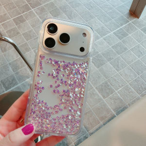 Glitter Rhinestones Quicksand Case for iPhone 17 Pro Max Liquid Shell IPhone15 16 17 Pro Fashion Sparkling Funda Clear Coque