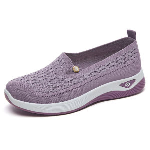 IELGY Fashionable purple casual soft-soled lightweight single shoes breathable and comfortable pearl mules women