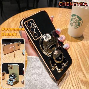 CHENYYKA Casing Ponsel untuk untuk VIVO V29 5G X90 Pro V23E 5G Y75 V23 5G S12 5G V21 5G V21s 5G V25 5G V25E X80 Lite 5G Case sarung HP desain baru pola Doraemon lucu kartun Cases pola lapisan tipis melindungi Kesing tahan Casing Stands Softcase