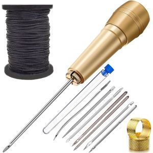 LEKGAVD Replaceable Leather Sewing Awl Set Professional Multifunctional Punch Stitching s Durable Straight Hook Handmade Leather Sewing Tools Beginner Craft