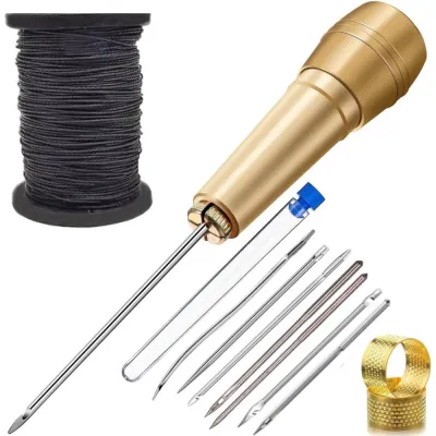 FUTUI Replaceable Leather Sewing Awl Set Multifunctional Professional Shoes Repair Tool Kit Practical Nylon Thread Punch Stitching s Beginner Craft