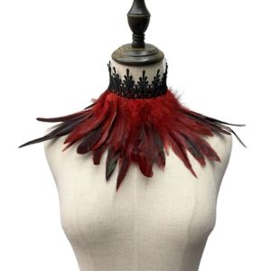 COVIEEZB Tự nhiên Gothic Biểu diễn sân khấu Trang phục dự tiệc Đạo cụ cosplay Vòng cổ Vòng cổ lông vũ Cổ áo ren Quấn cổ