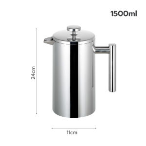 เหยือกชงกาแฟสแตนเลส French Press กาชงกาแฟ เหยือกชงกาแฟ ความจุ 1500ml สแตนเลส304 ตัวกรอง 3ชั้น