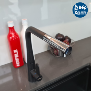 Vòi Rửa Chén Hafele HT20-GH1P259 570.82.300 - Vòi Dây Rút - 2 Đường Nước - Đồng Mạ Màu Đá & Crom - Chế Độ Chuyển Tia Nước - Hàng Chính Hãng - Bảo Hành 2 Năm