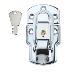 JAYQQ 9250mm Box Latch Hasp Silver/Black with Key Cabinet Fastener Lock Safety Copper Core Lock Buckle for Aviation Case Cabinet Toolbox Box Cabinet