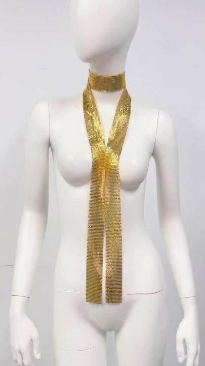 Top-Selling Product Fashion Accessories Personality Metal Sequins Scarf  Nightclub Party Hipster Necklace Female