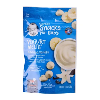 Gerber Snacks For Baby Yogurt Melts Banana Vanilla Freeze Dried Yogurt Baby Snacks 8+M