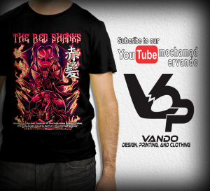 KAOS T-SHIRT ANIME ONE PIECE SHANKS RED | HITAM | ONE PIECE SERIES