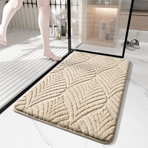 KEASHI Absorbent Jacquard Bathroom Rug Thickened Non-slip Bath Mat Household Rectangular Shower Mat Entryway