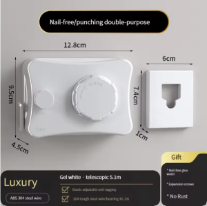 Jemuran Baju Portable Panjang 5.1 Meter Indoor Outdoor Tali Jemuran Kawat Baja