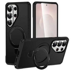 Ultra-Magnetic Stand for Samsung Galaxy A06 A07 A17 A14 A15 A54 A57 A05 A05S A08 A27 A37 A26 A36 A16 A15 A35 A55 Case Shockproof & Slim Black | [Military Drop Protection] [Compatible with MagSafe] Matte Phone Case with Ring Holder