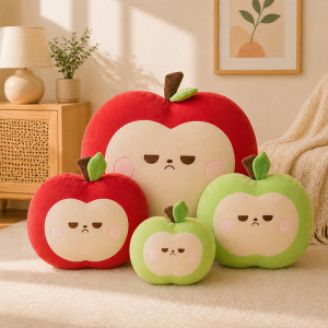 Cute Squishy Apple Plush Toy Pillow Stuffed Soft Fruit Red or Green Apple Doll Cute Huggable Pillow Kids Christmas Birthday Gift h260820