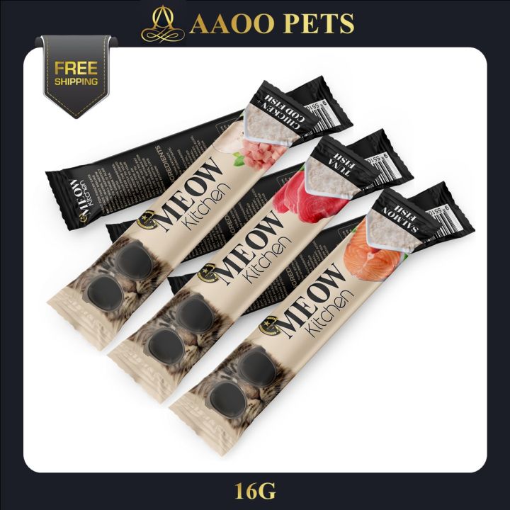 [AAOO Pets] MEOW Kitchen Cat Stick 16G - High Vitamin Creamy Cat Treat / Snek Kucing / Makanan Kucing Berkhasiat High Nutrition Creamy Cat Treats / Cat Sticks / Cat Food / Cat Snack / Makanan Kucing Basah / Ringan Kucing / 猫条零食 / Cat Wet Food