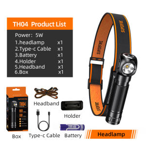 SUPERFIRE Multifunctional Flashlight Rechargeable Head Light LED Super Bright Headlamp Portable Work Light Emergency Waterproof  For Camping Hiking Cycling TH04-S