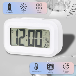 LED Digital Alarm Clock Electronic Digital Alarm Screen Desktop Clock for Home Office Backlight Snooze Data Calendar Desk Clocks