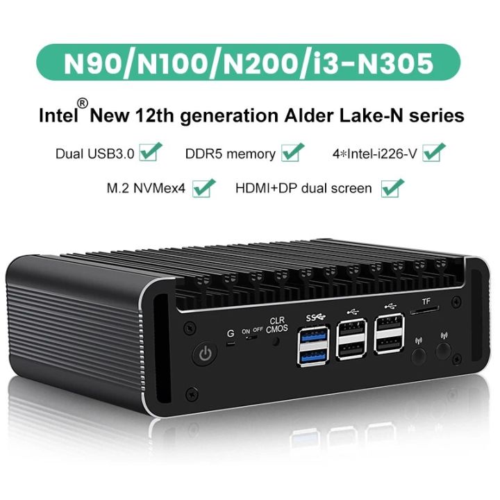 12th Gen Intel Firewall Mini PC Alder Lake i3 N305 8 Core N200 N100