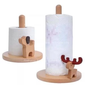 ZZSA Kitchen and Bathroom Storage Rack Solid Wooden Household Roll Paper Holder 4Y1Z7