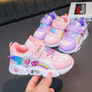 Giày thể thao bé gái in hình Elsa Giày đi học bé gái gắn Cầu Vồng dễ thương Giày cho bé gái Mẫu mới BN137