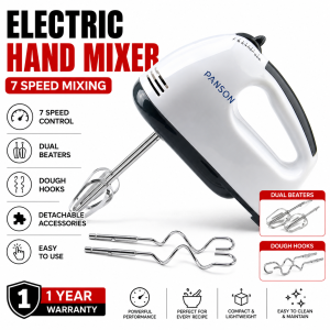 PANSON 7 Speed Control Electric Mixer with 304 Stainless Bowl and gifts 2-IN-1 Mixer