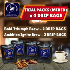 SupremeBrew Coffee | MIXED TRIAL PACKS 4 drip bags x 12g  | Premium Arabica | Convenient Brewing Rich Flavor