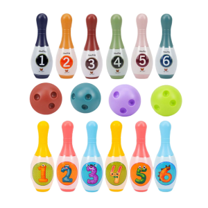 Kids Bowling Toy SetIndoor Outdoor Bowling Play6 Pins 2Bowling Balls Educational Birthday Party Stocking Stuffer Gift