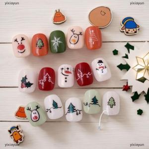 [COD] yixiayun Christmas Nail Art Stickers Cartoon Santa Claus Snowman Snowflake Embossed Pattern Nail Sticker Nail Decals Manicure Decorations