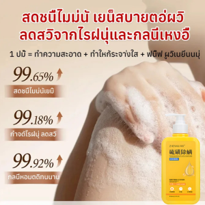 3-in-1 เจลอาบน้ำกำมะถัน โฟมทำความสะอาดกำจัดไรฝุ่น น้ำยาฆ่าเชื้อและไวท์เทนนิ่ง น้ำพุร้อนกำมะถัน สบู่เพิ่มความชุ่มชื้น ทำความสะอาดและฟื้นฟูผิว