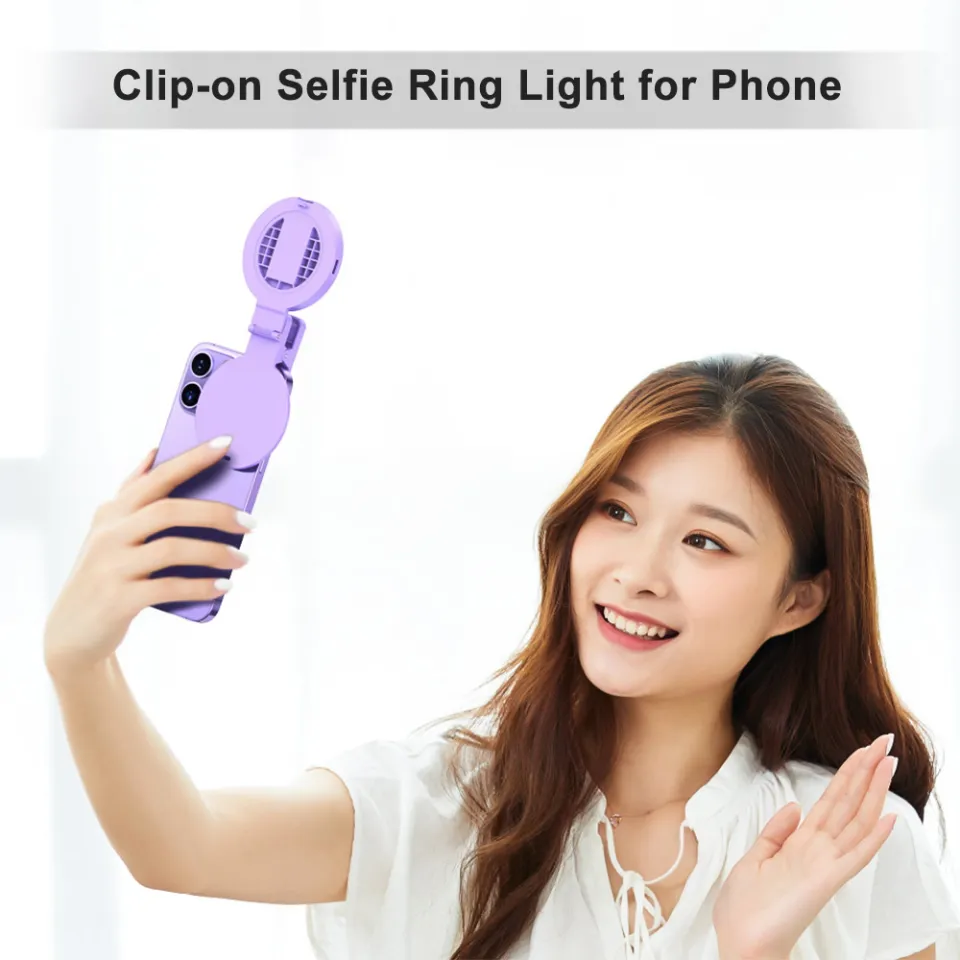 Andoer Clip-on Selfie Ring Light for Phone with Selfie Mirror