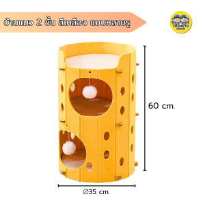 คอนโดแมว สไตล์ญี่ปุ่น 2 ชั้น 3 ชั้น สีเขียว สีน้ำตาล สีเหลือง บ้านแมว Cat House