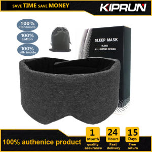 KIPRUN หน้ากากปิดตาสำหรับเวลานอนผ้าฝ้ายทำมือ100% หน้ากากปิดตาสำหรับการนอนหลับปรับได้หน้ากากปิดตาสำหรับผู้หญิง/ผู้ชาย