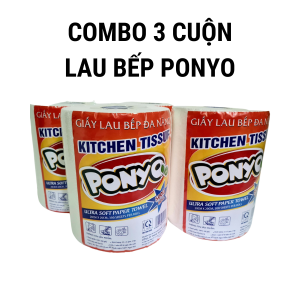 COMBO (3 CUỘN) GIẤY LAU BẾP ĐA NĂNG 2 LỚP PONYO - 500G/CUỘN