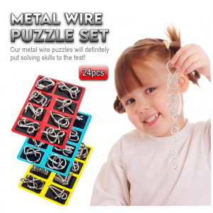 24PCS Metal Brain Teaser Puzzle Set – Mind Challenge Logic Game for Kids & Adults Educational IQ Toy l Kunci Teka-Teki