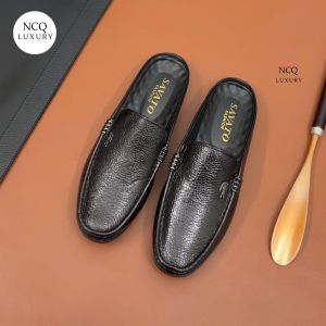 giày sục nam da bò - sục nam da bò đế cao su khâu thoáng khí