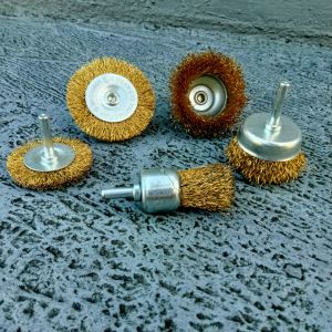 PREMIUM Sikat Kawat Mangkok Mini Kuningan Set Isi 5 Pcs - Sikat mesin bor